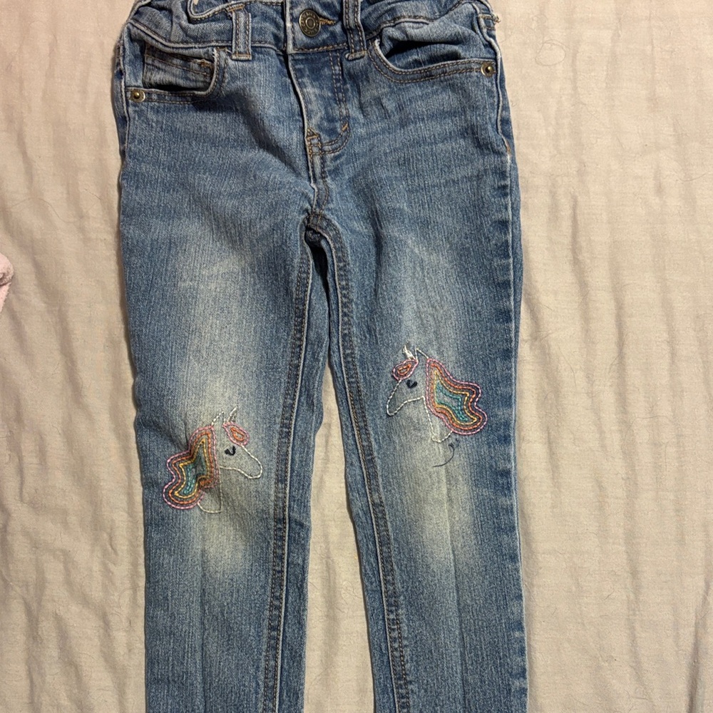 💛 * 2 for $5 * Cat & Jack Blue Unicorn Embroidered Skinny Jeans